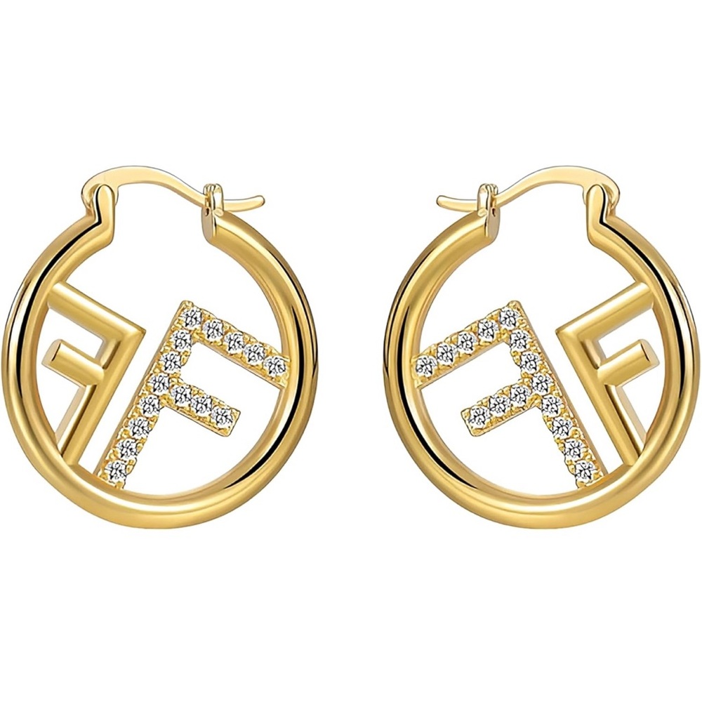 Delicate Gold and Diamond Women's Letter F Earrings